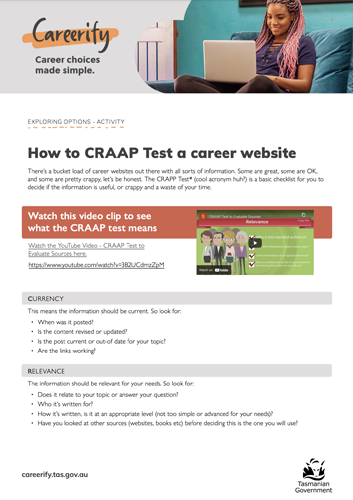 How to CRAAP Test a career website