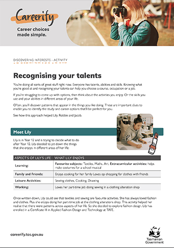 Recognising your talents