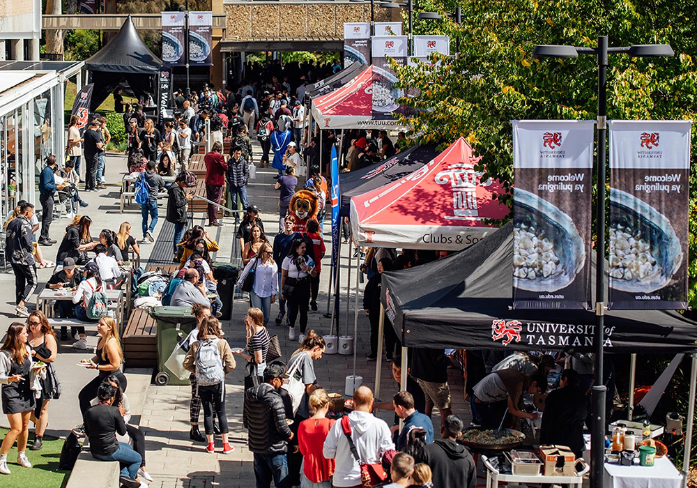 Students attending an open day at university