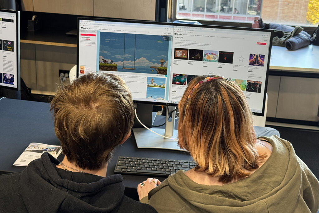 University ICT students using computer